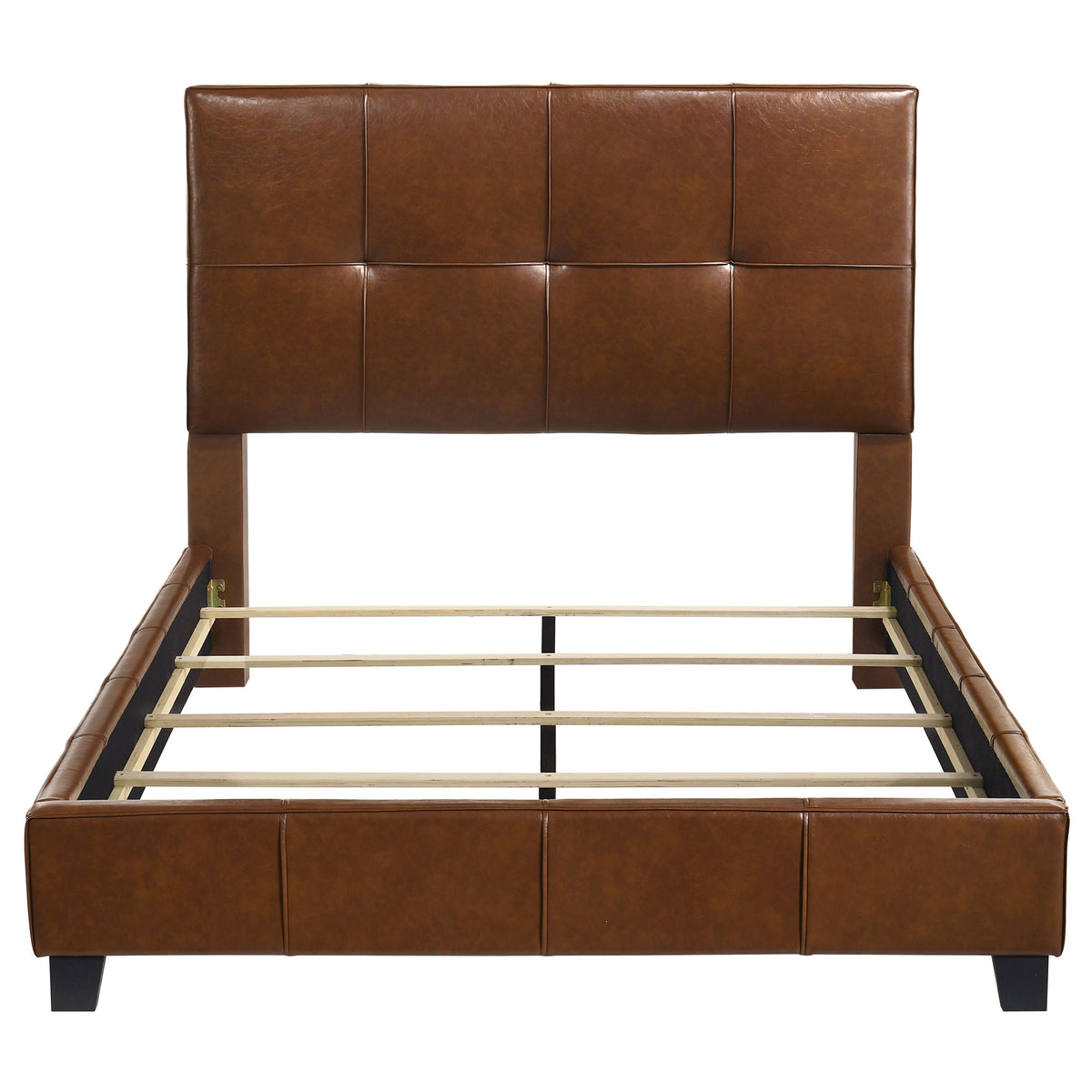 Farrell Faux Leather Panel Bed Brown - Queen
