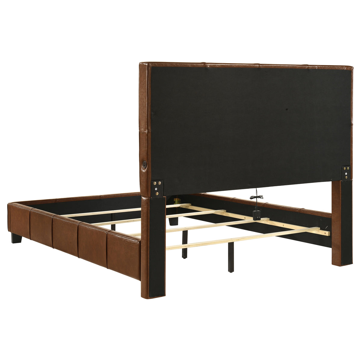 Farrell Faux Leather Panel Bed Brown - Queen