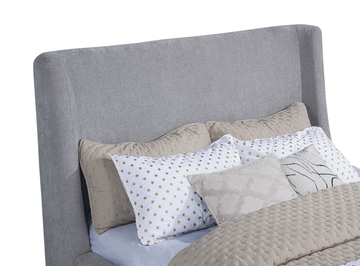 Rennes Upholstered Wingback Platform Bed Grey - Eastern King