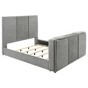 Tara 61-inch Upholstered Panel TV Bed Grey - Eastern King