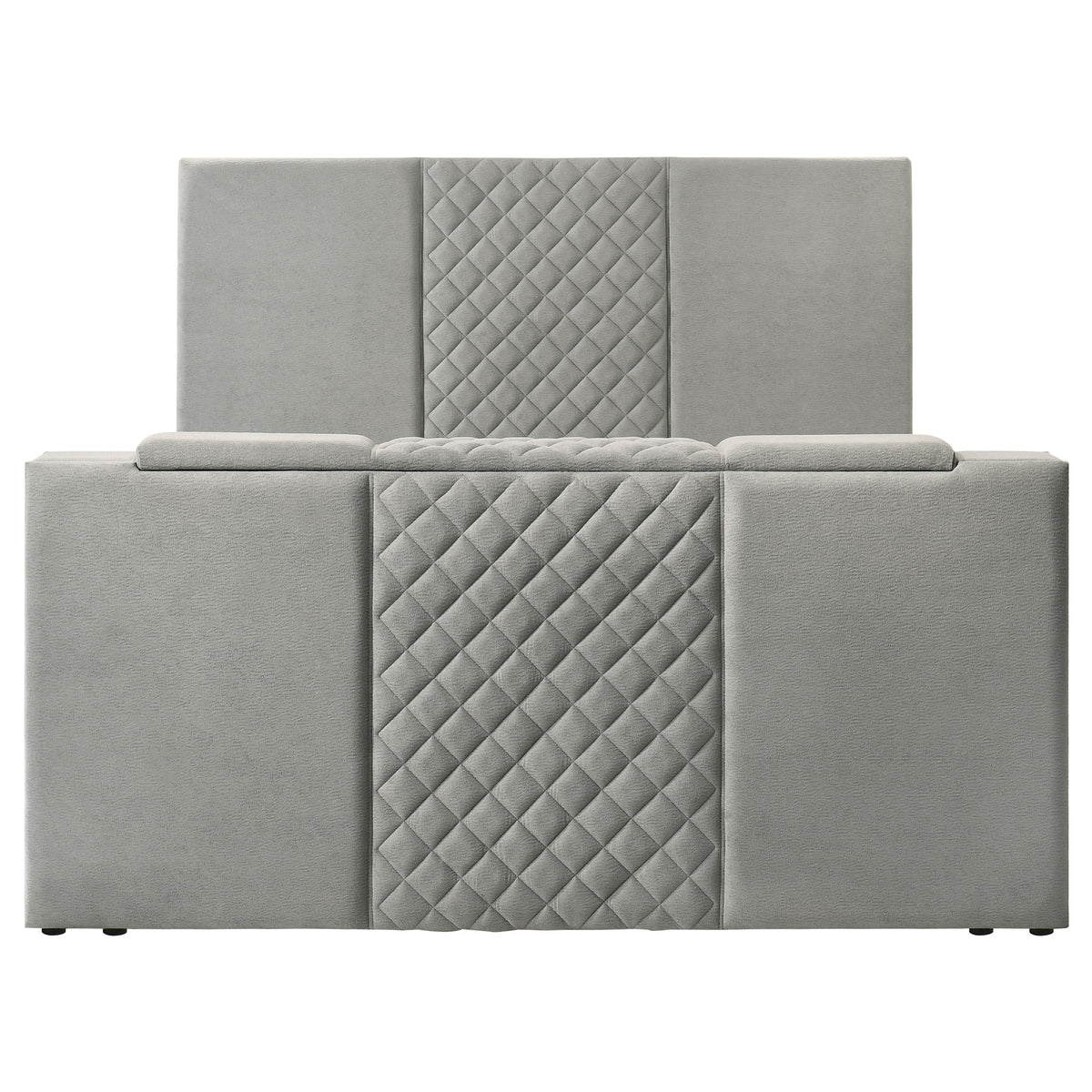 Tara 61-inch Upholstered Panel TV Bed Grey - Eastern King