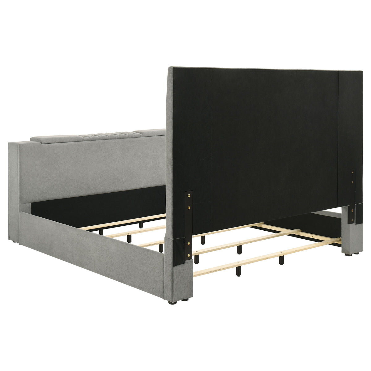 Tara 61-inch Upholstered Panel TV Bed Grey - Eastern King