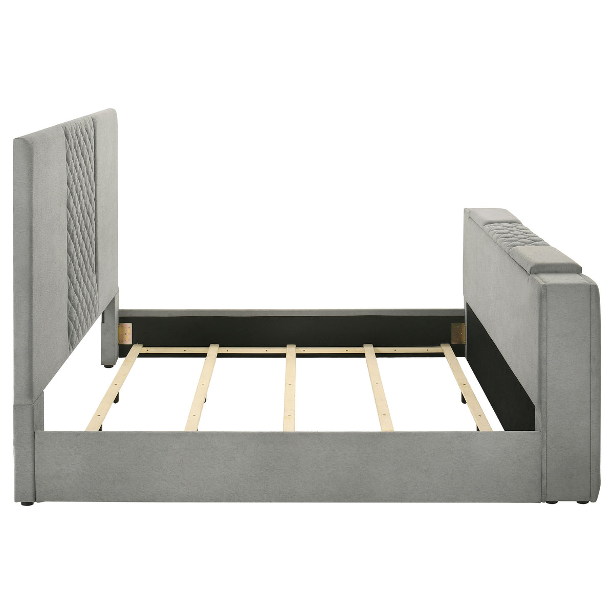 Tara 61-inch Upholstered Panel TV Bed Grey - Eastern King