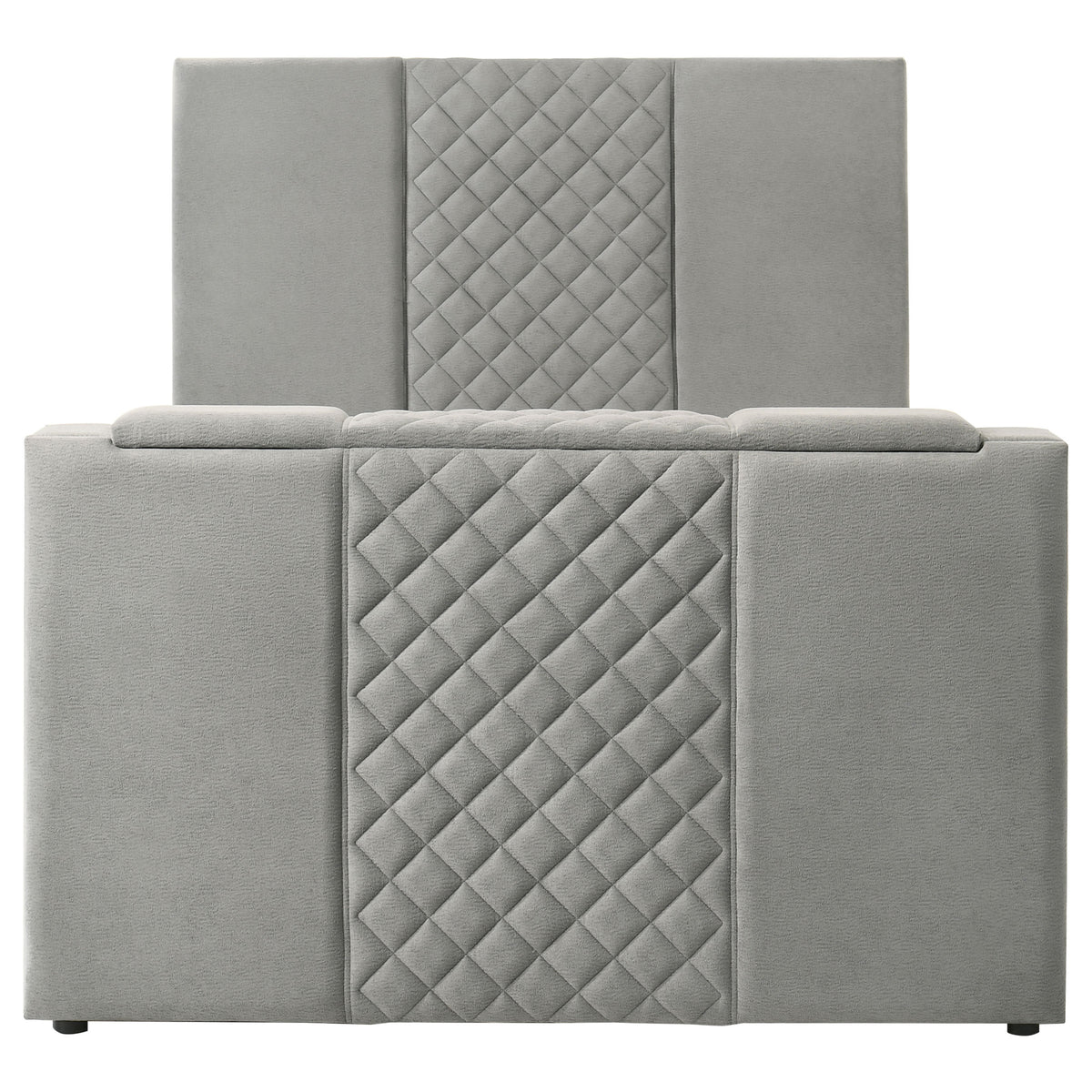 Tara 61-inch Upholstered Panel TV Bed Grey - Queen