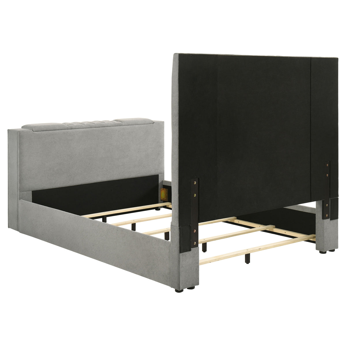 Tara 61-inch Upholstered Panel TV Bed Grey - Queen