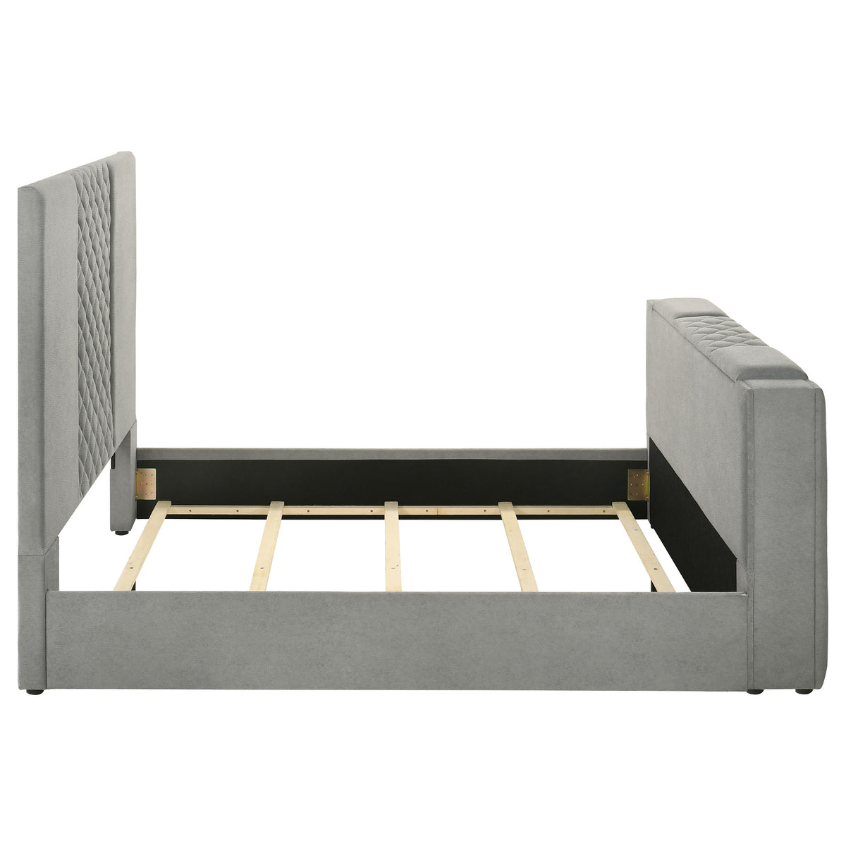 Tara 61-inch Upholstered Panel TV Bed Grey - Queen