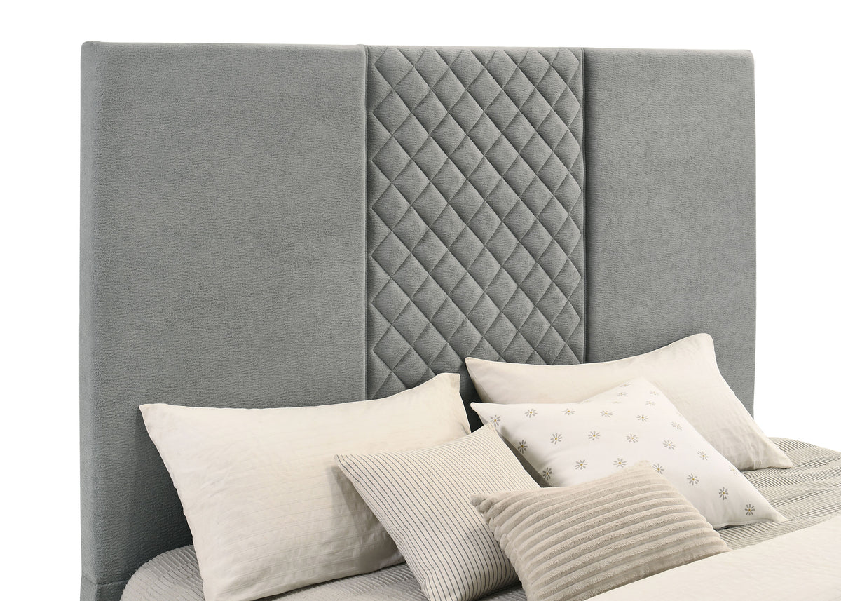Tara 61-inch Upholstered Panel TV Bed Grey - Queen