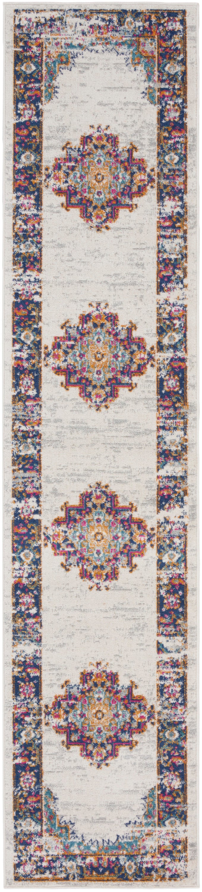 Passion PSN03 Ivory Blue Rug - Runner