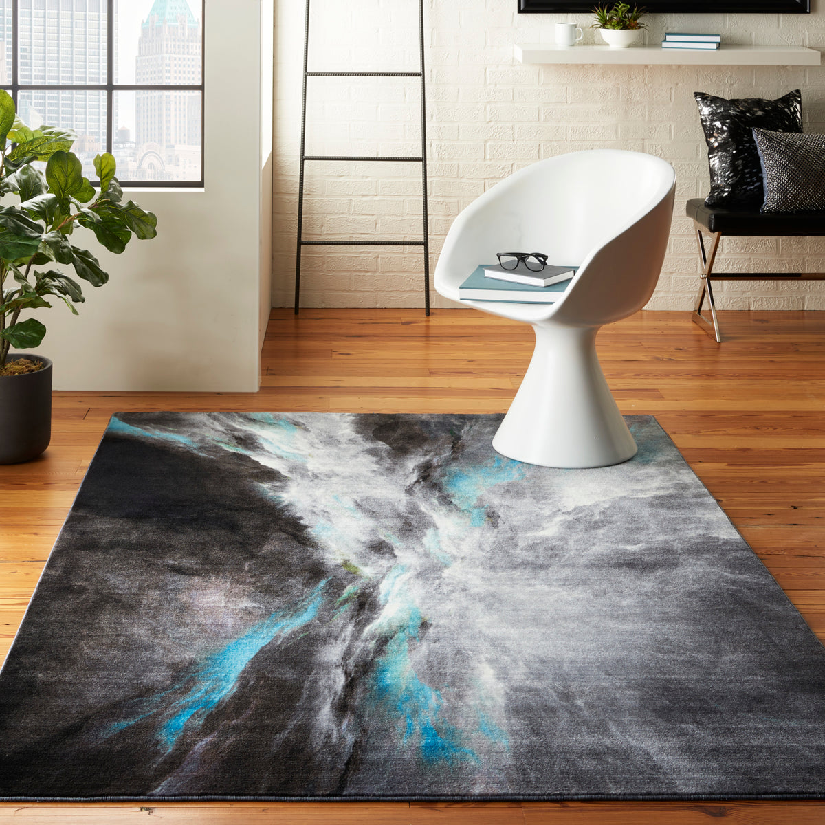 Le Reve LER06 Charcoal Multicolor Rug - room scene