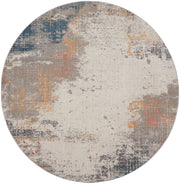 Rustic Textures RUS13 Grey Blue Rug - Round