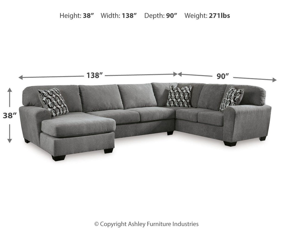 Birkdale Court 3-Piece Sectional with Chaise Chenille