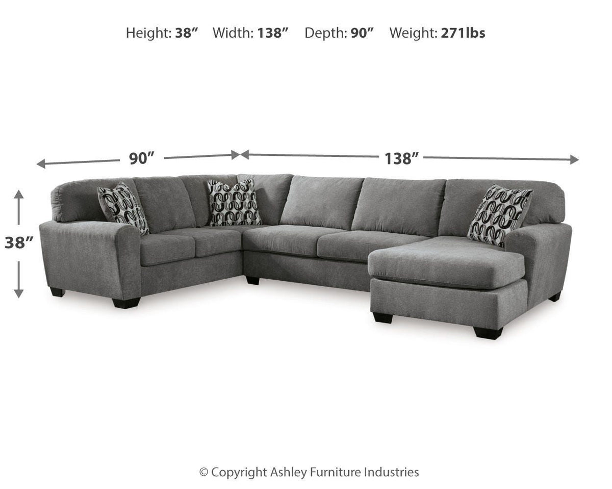 Birkdale Court 3-Piece Sectional with Chaise Chenille