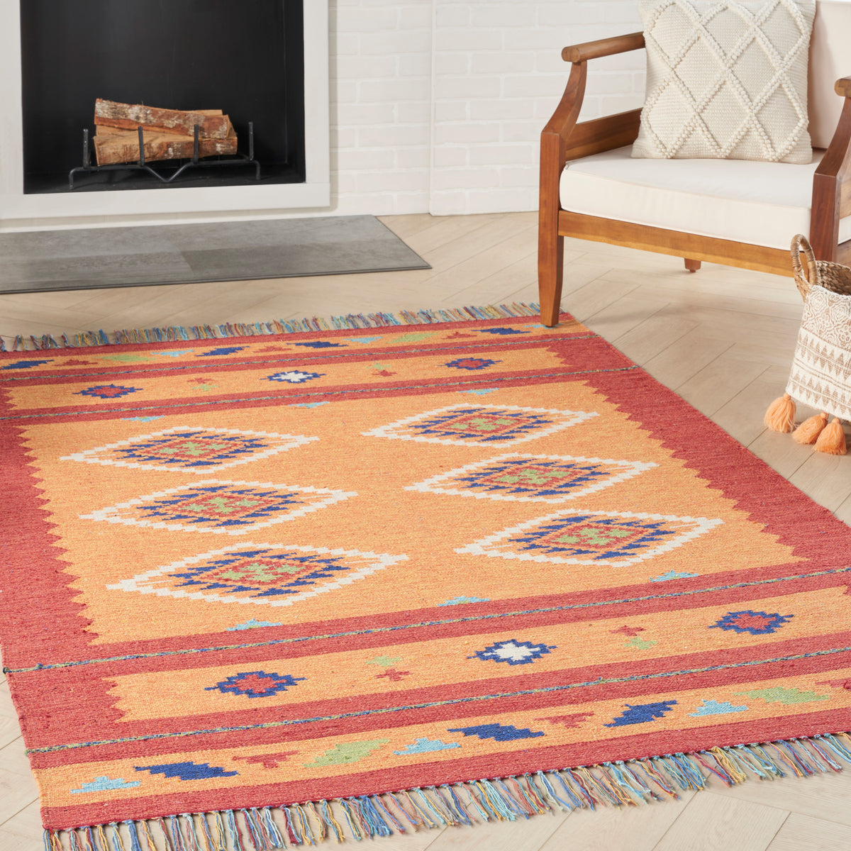 Baja BAJ02 Orange Red Rug - room scene