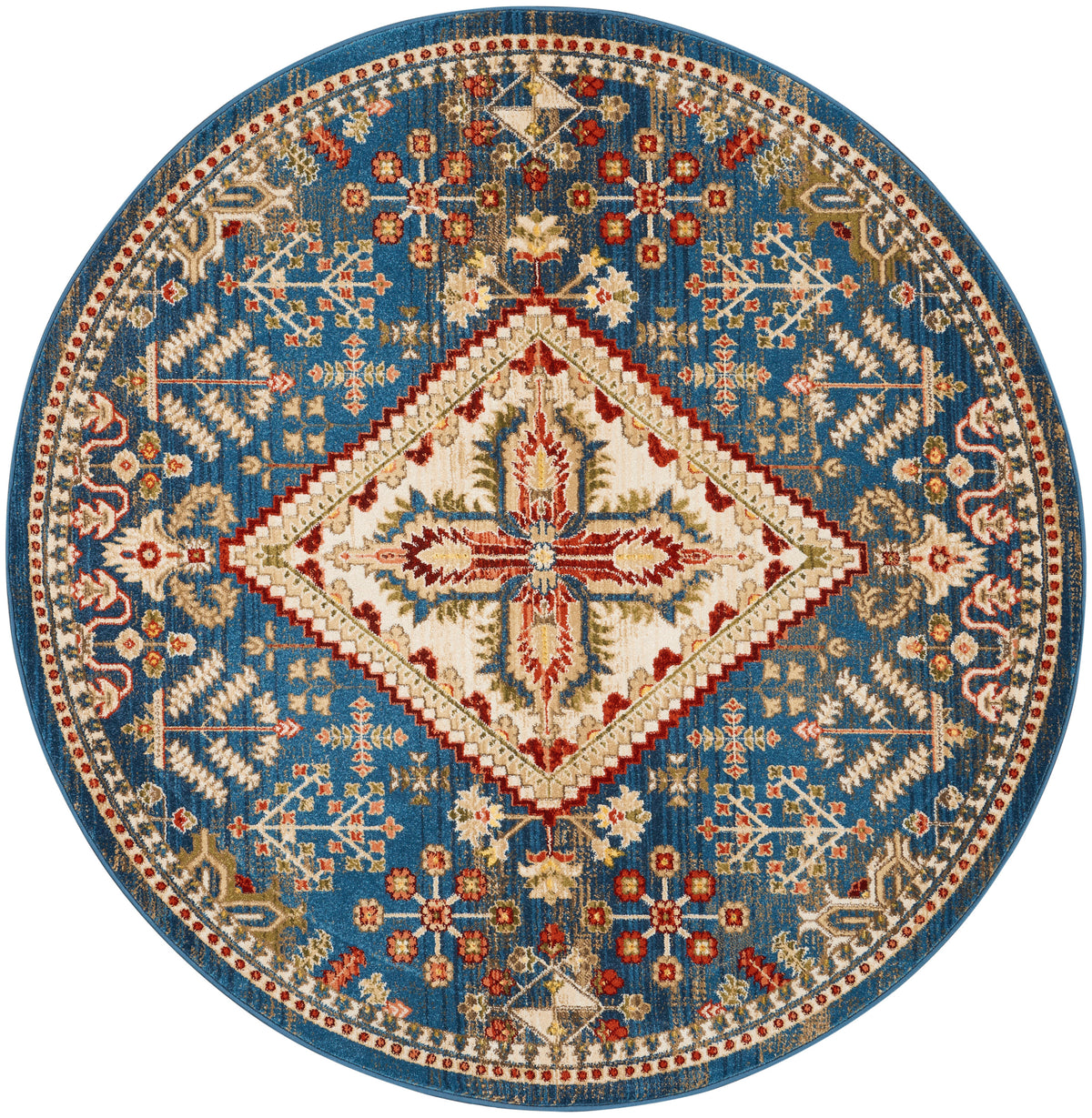 Karisma KAR02 Blue Ivory Rug - Round