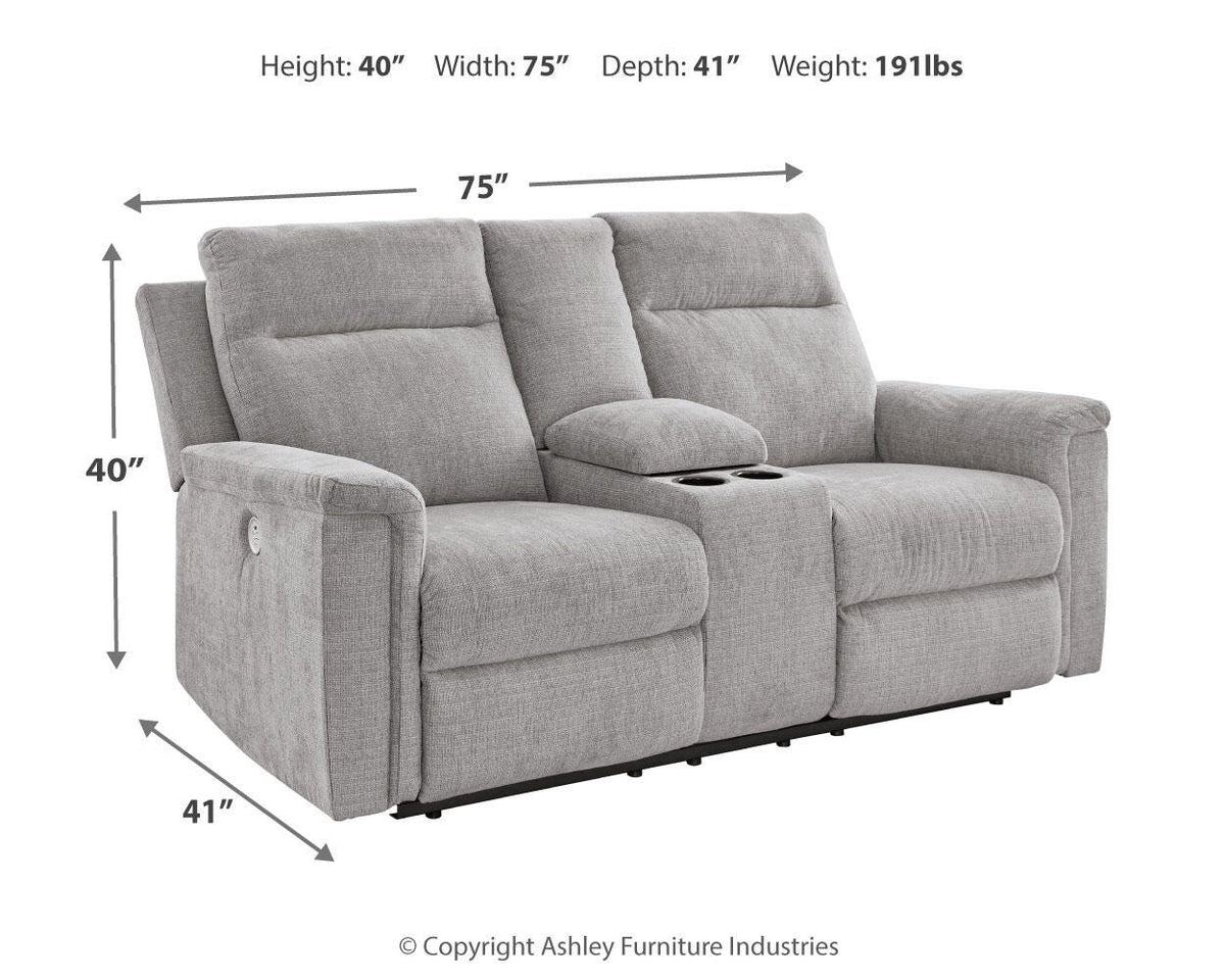 Barnsana DBL REC PWR Loveseat w/Console Chenille