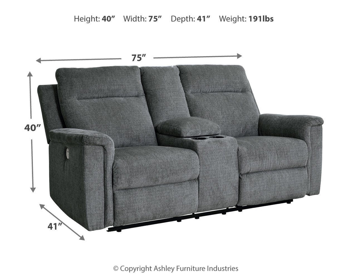 Barnsana DBL REC PWR Loveseat w/Console Chenille