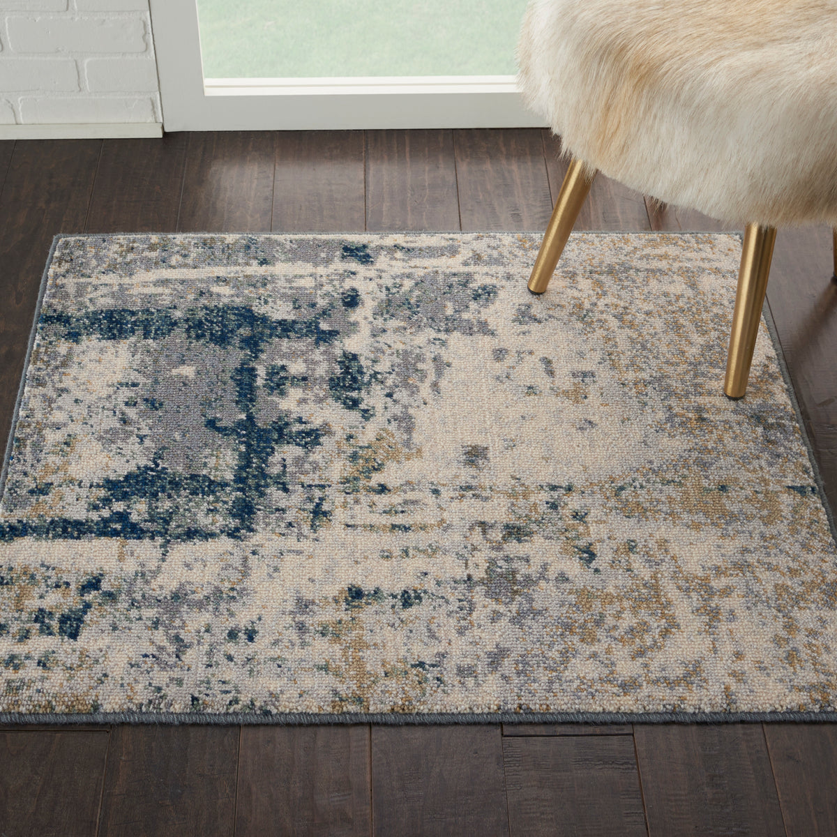 Artworks ATW05 Ivory Navy Rug - room scene