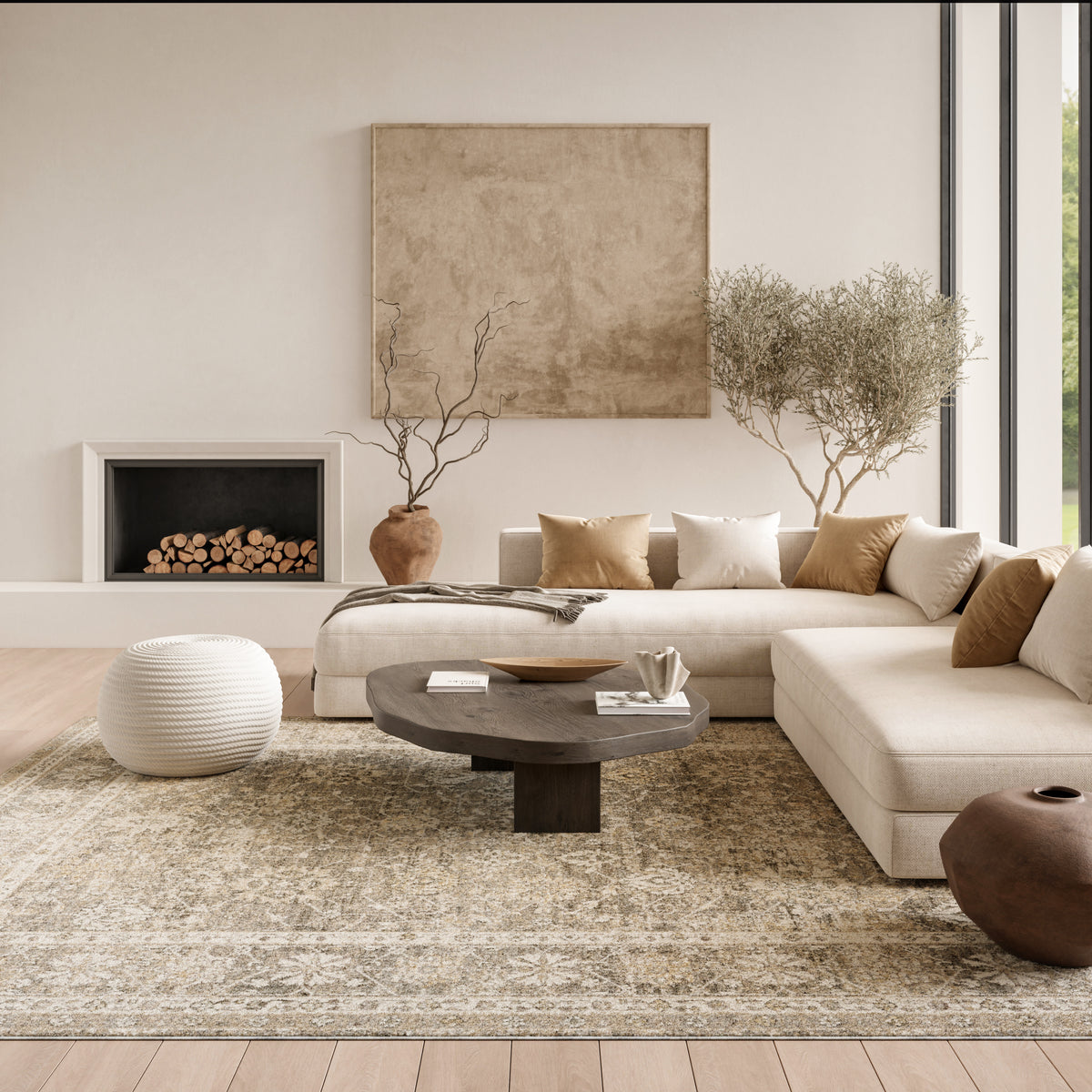 Soft Mist SMI05 Ivory Grey Rug - room scene