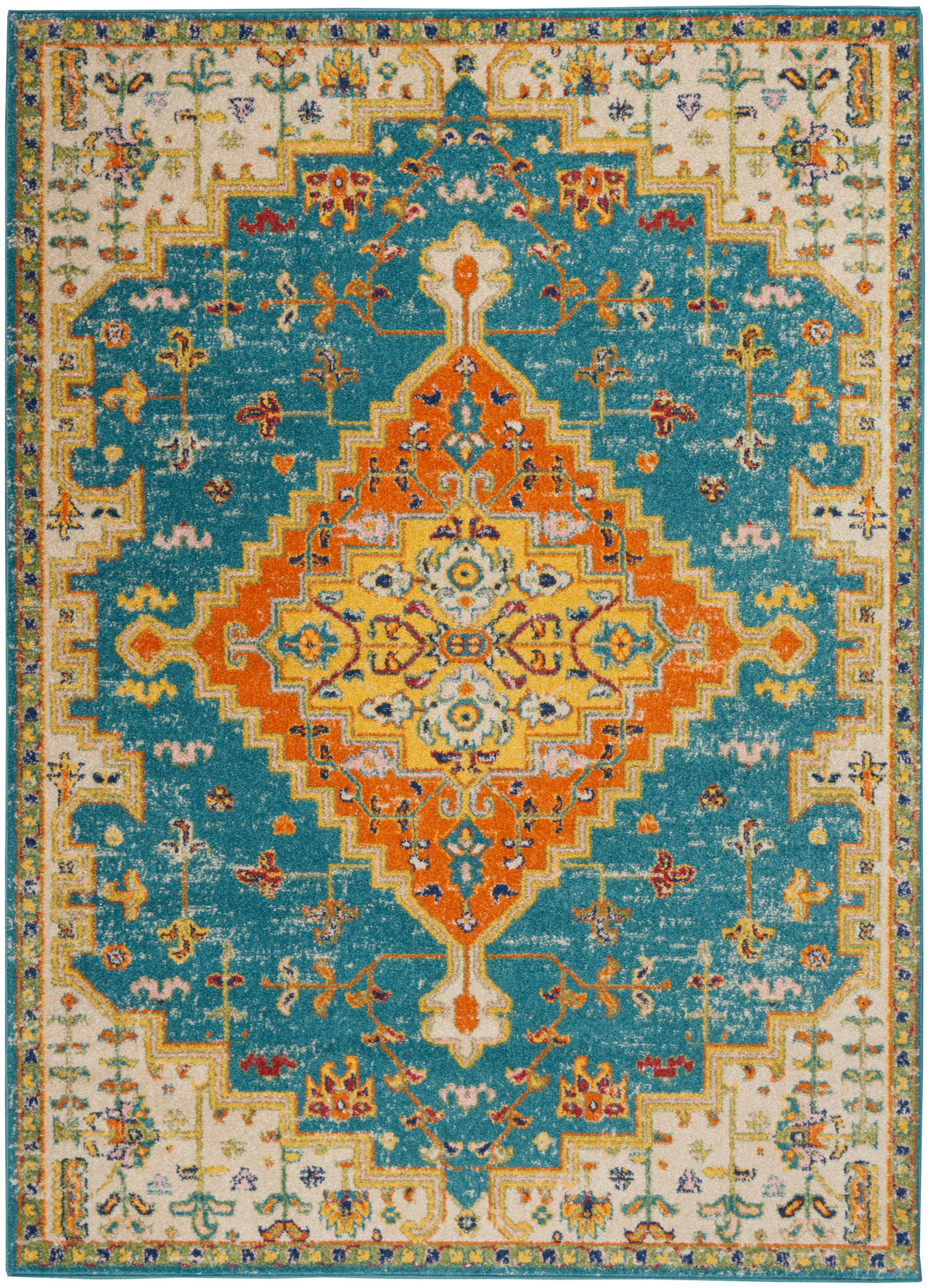 Allur ALR01 Turquoise Ivory Rug - Rectangle