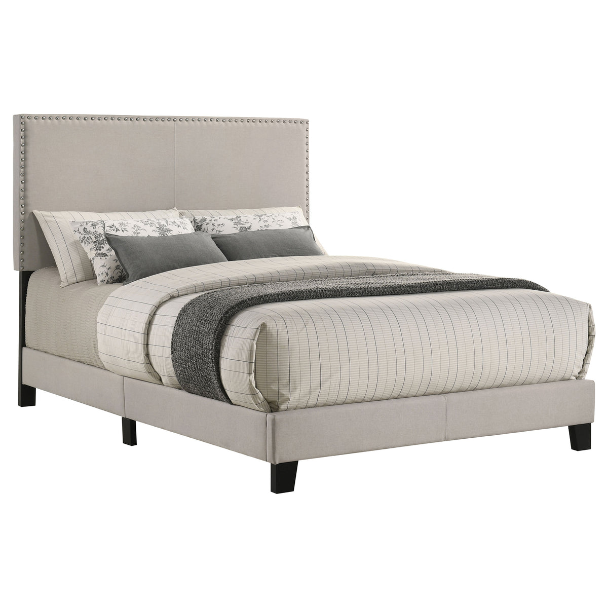 Boyd Upholstered Panel Bed - Full, Ivory