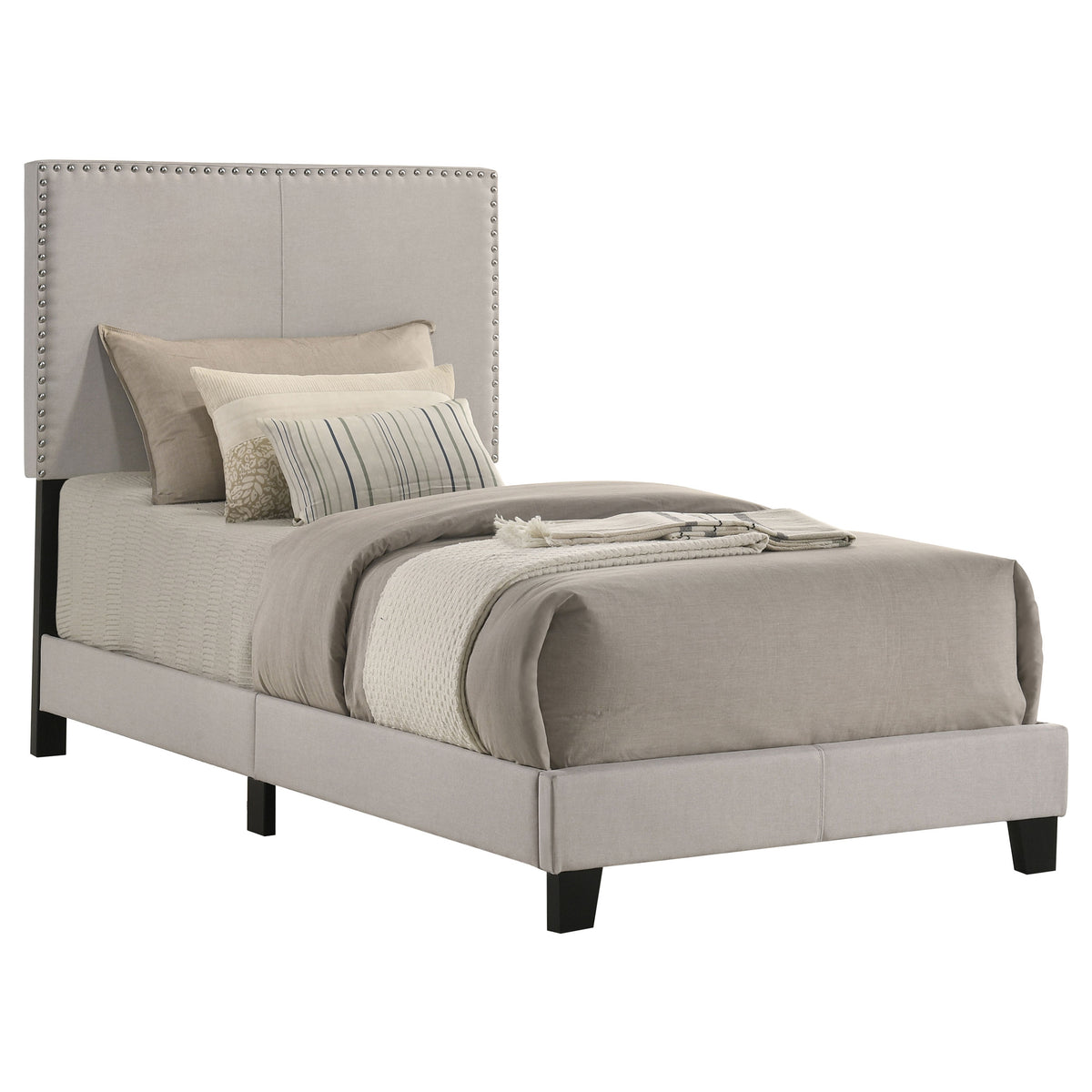 Boyd Upholstered Panel Bed - Twin, Ivory