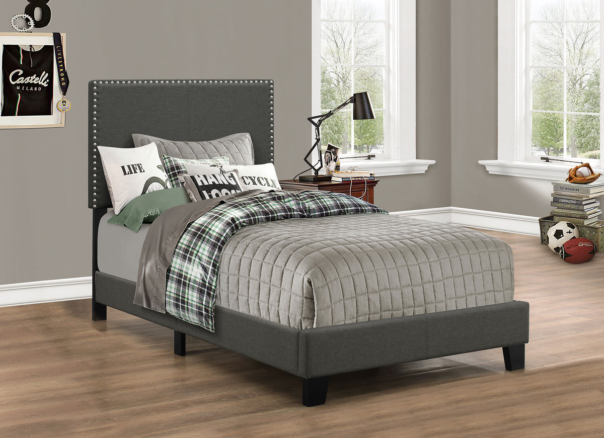 Boyd Upholstered Panel Bed - Twin, Charcoal