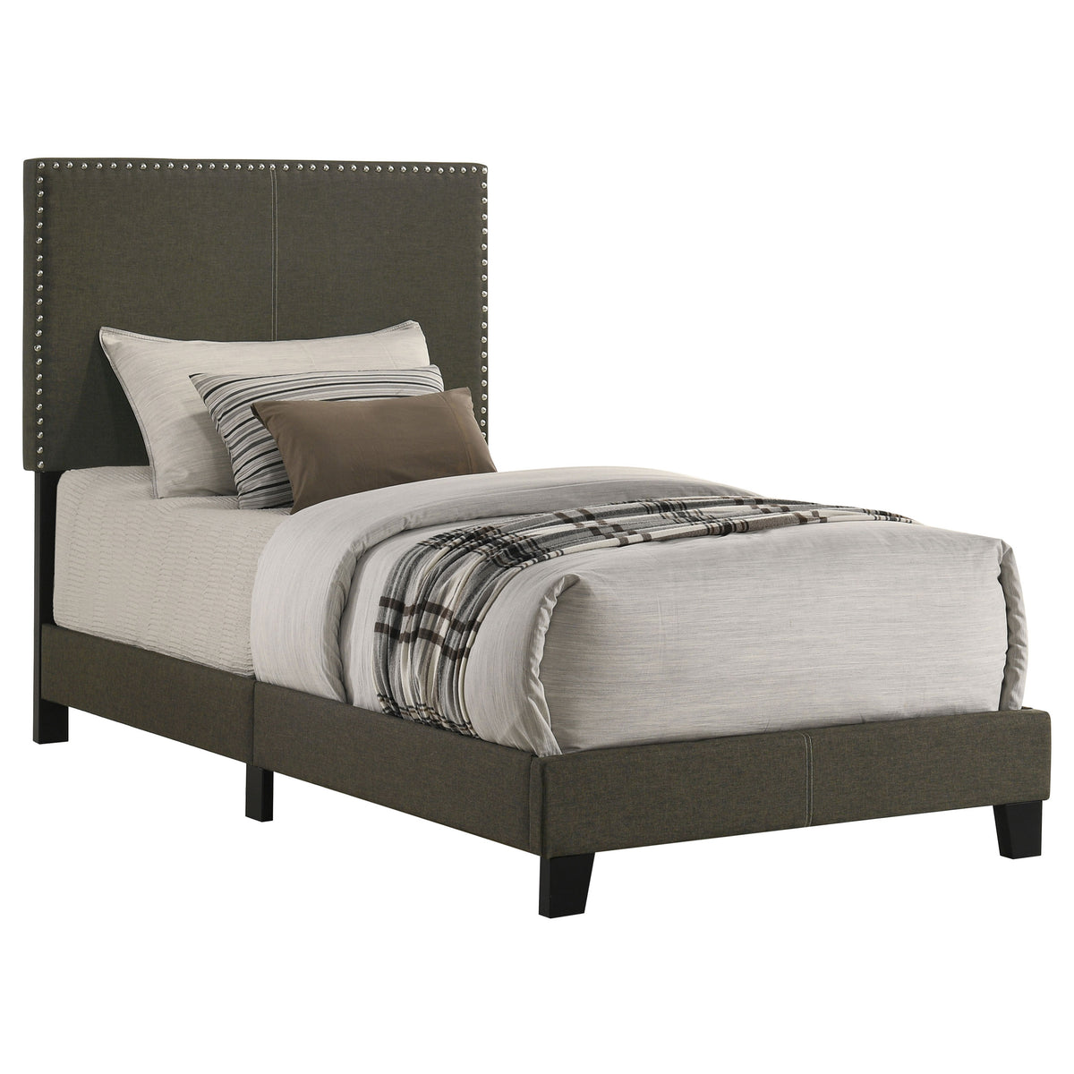Boyd Upholstered Panel Bed - Twin, Charcoal