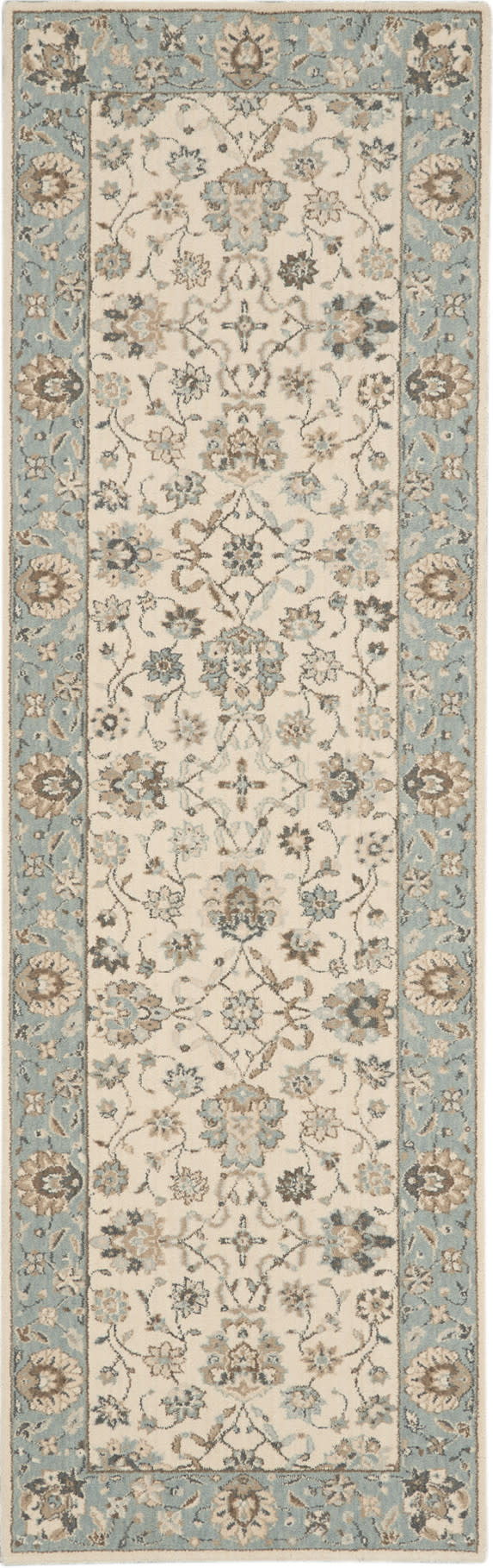 Living Treasures LI16 Ivory Aqua Rug - Runner