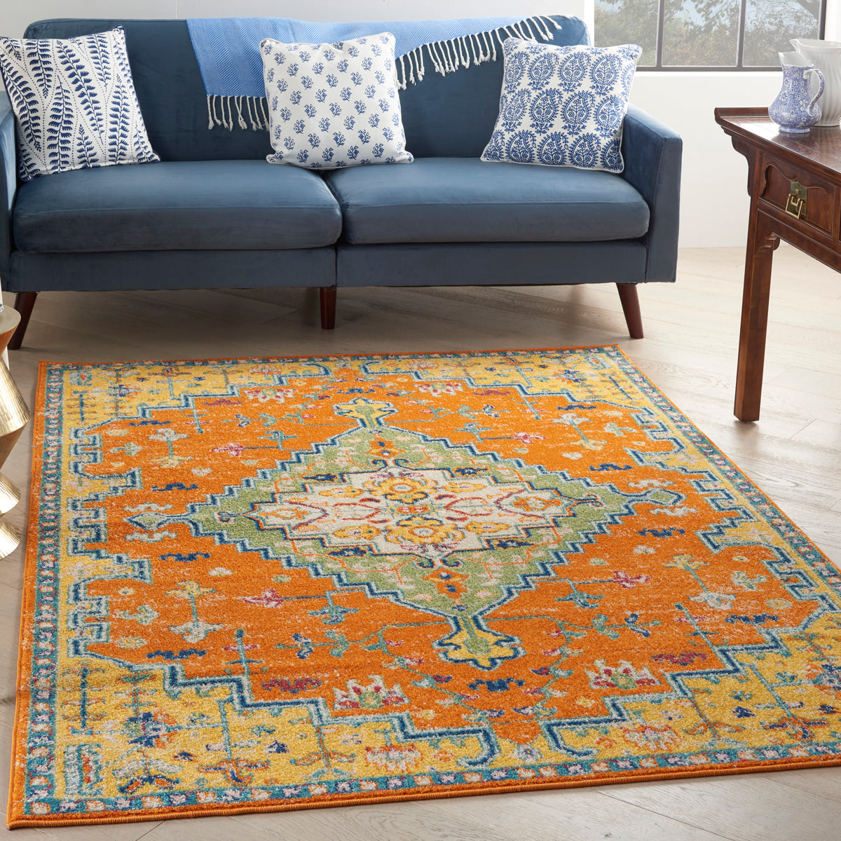 Allur ALR01 Orange Multicolor Rug - room scene
