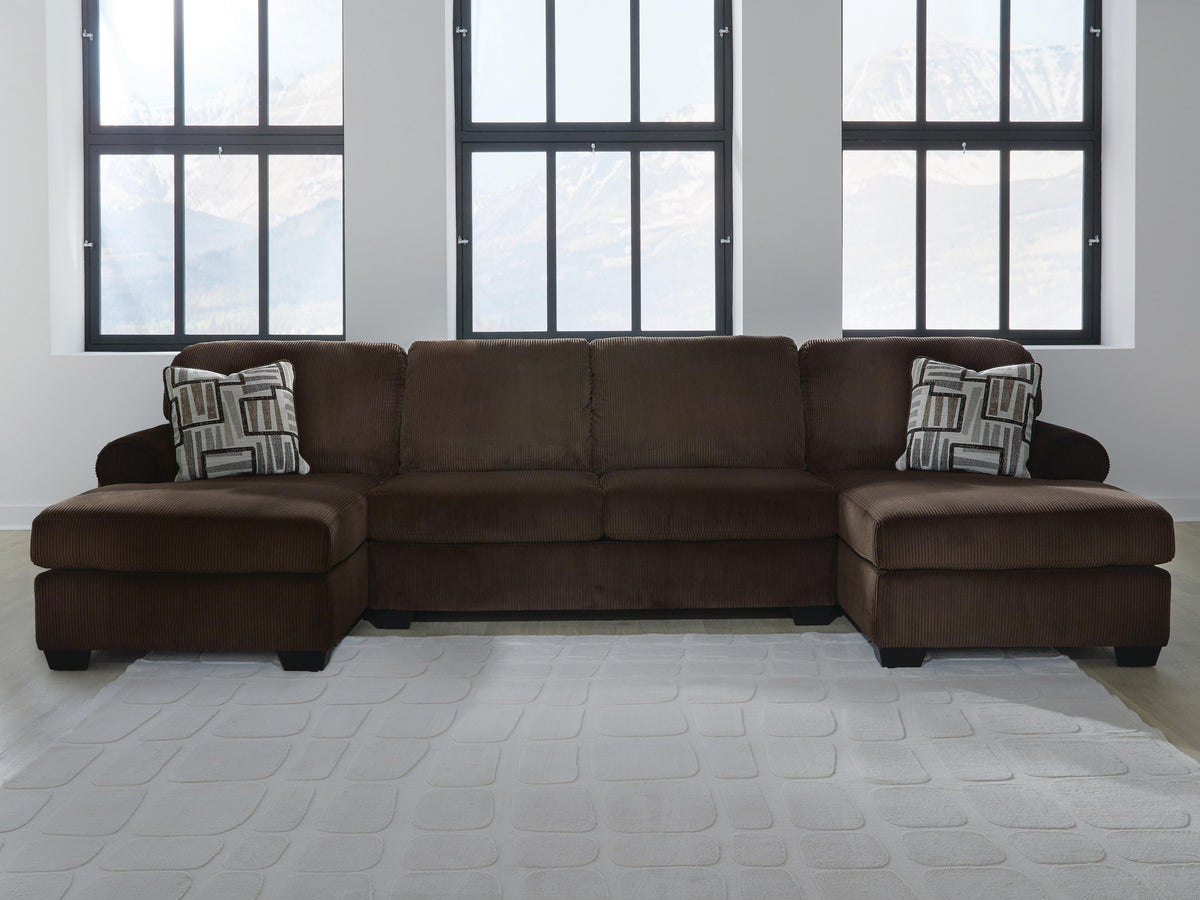Kimlee 3-Piece Sectional with Double Chaise Velvet