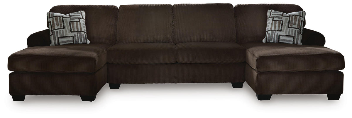 Kimlee 3-Piece Sectional with Double Chaise Velvet