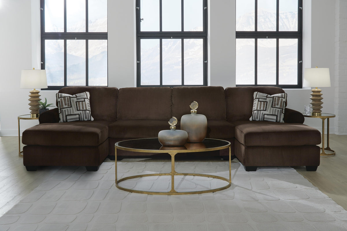 Kimlee 3-Piece Sectional with Double Chaise Velvet