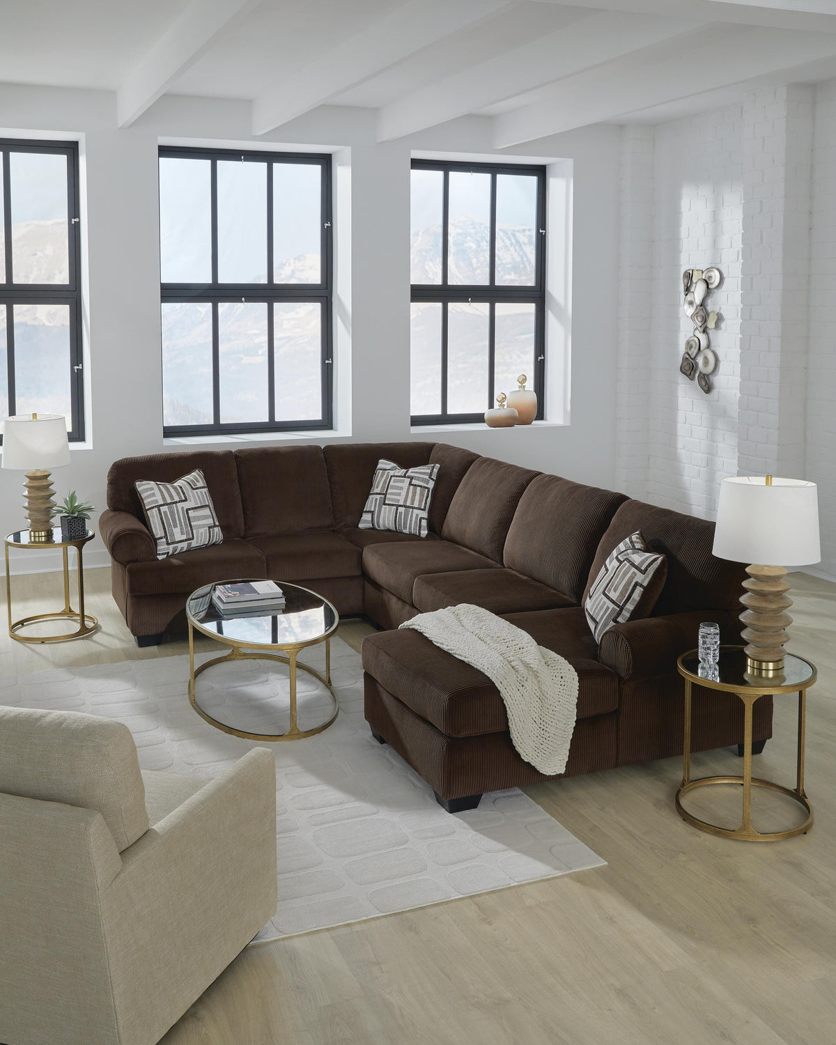 Kimlee 3-Piece Sectional with Chaise Velvet