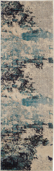 Celestial CES02 Ivory Teal Blue Rug - Runner
