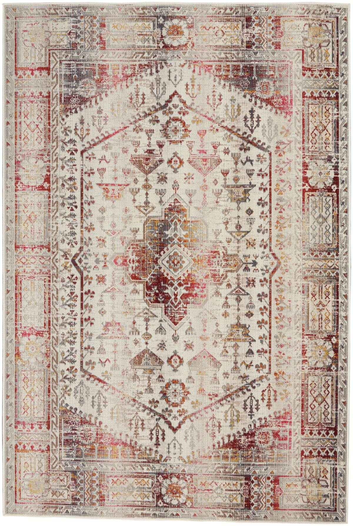Vintage Kashan VKA08 Ivory Red Rug - Rectangle