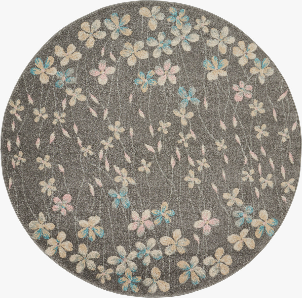 Tranquil TRA04 Grey Beige Rug - Round