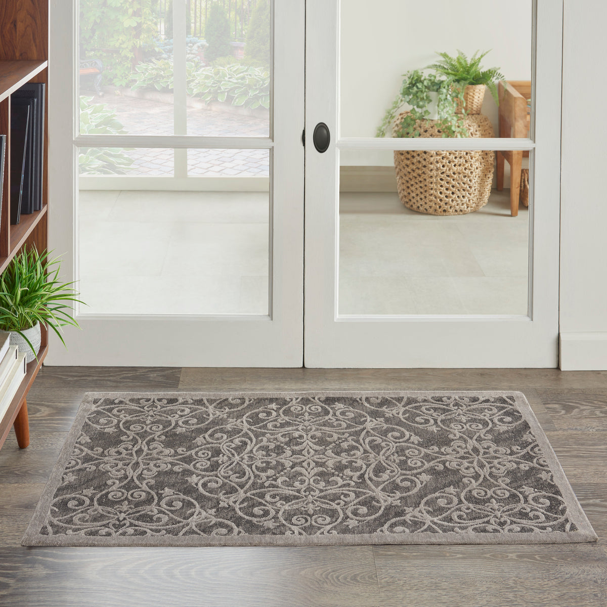 Damask DAS01 Grey Rug - room scene