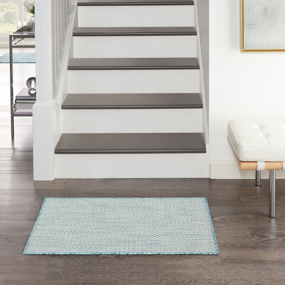 Courtyard COU01 Ivory Aqua Rug - room scene