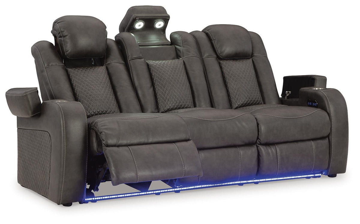 Fyne-Dyme PWR REC Sofa with ADJ Headrest Faux Leather
