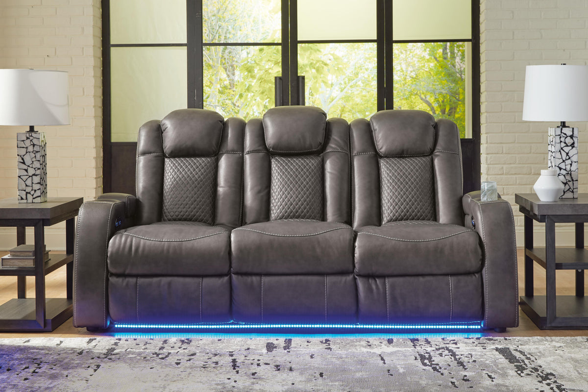Fyne-Dyme PWR REC Sofa with ADJ Headrest Faux Leather