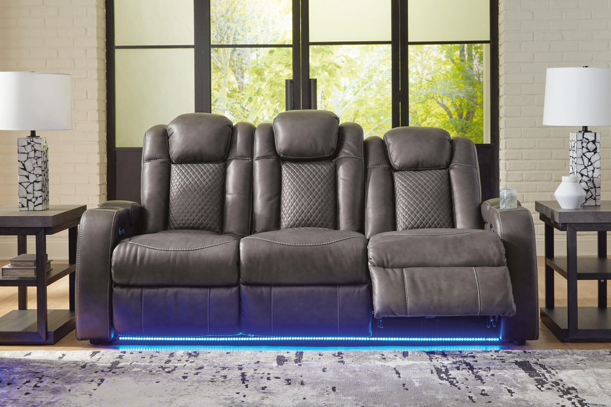 Fyne-Dyme PWR REC Sofa with ADJ Headrest Faux Leather