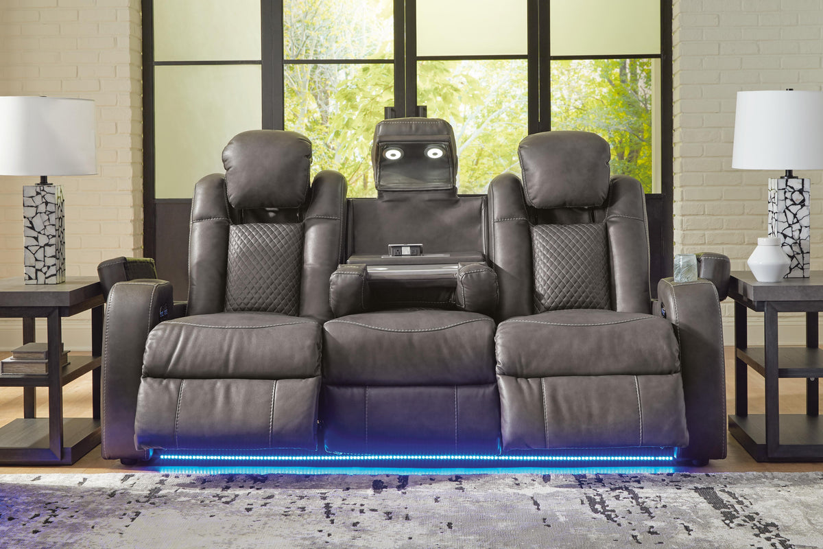 Fyne-Dyme PWR REC Sofa with ADJ Headrest Faux Leather