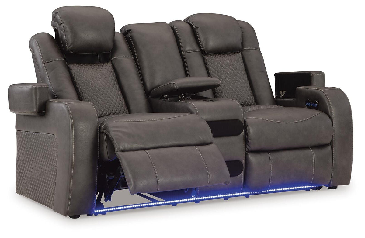 Fyne-Dyme PWR REC Loveseat/CON/ADJ HDRST Faux Leather