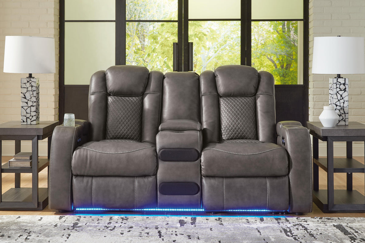 Fyne-Dyme PWR REC Loveseat/CON/ADJ HDRST Faux Leather