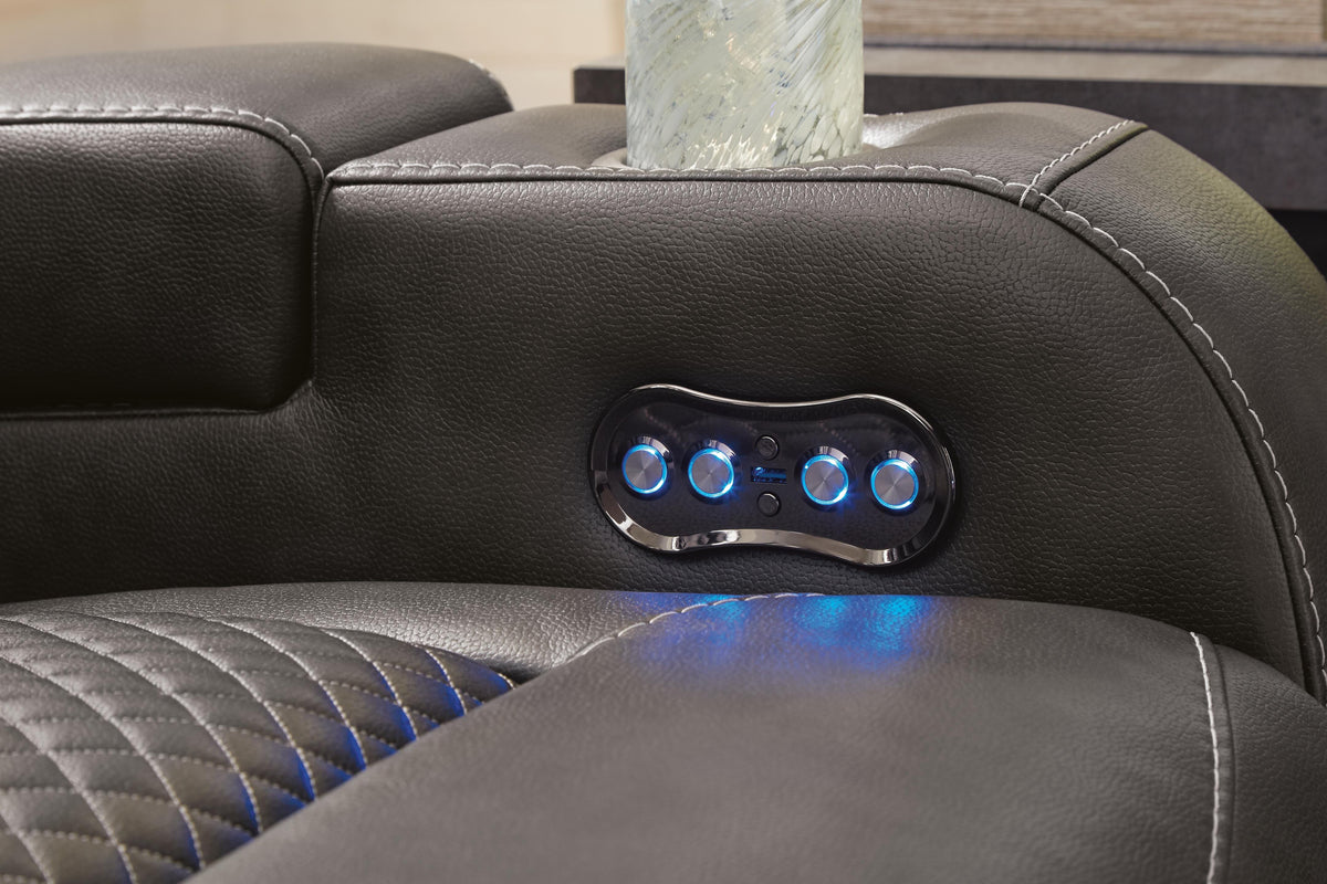 Fyne-Dyme PWR REC Sofa with ADJ Headrest Faux Leather