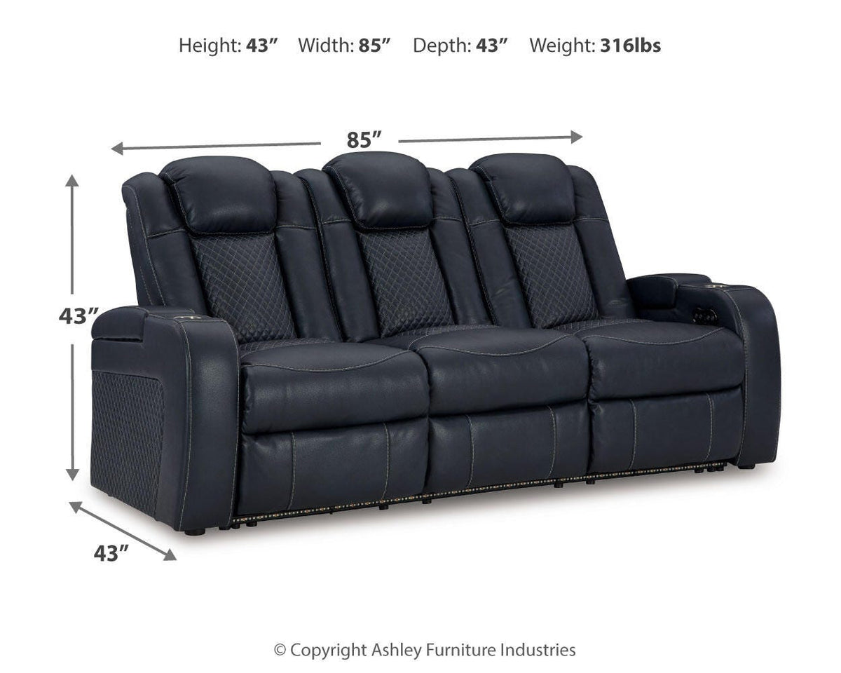 Fyne-Dyme PWR REC Sofa with ADJ Headrest Faux Leather