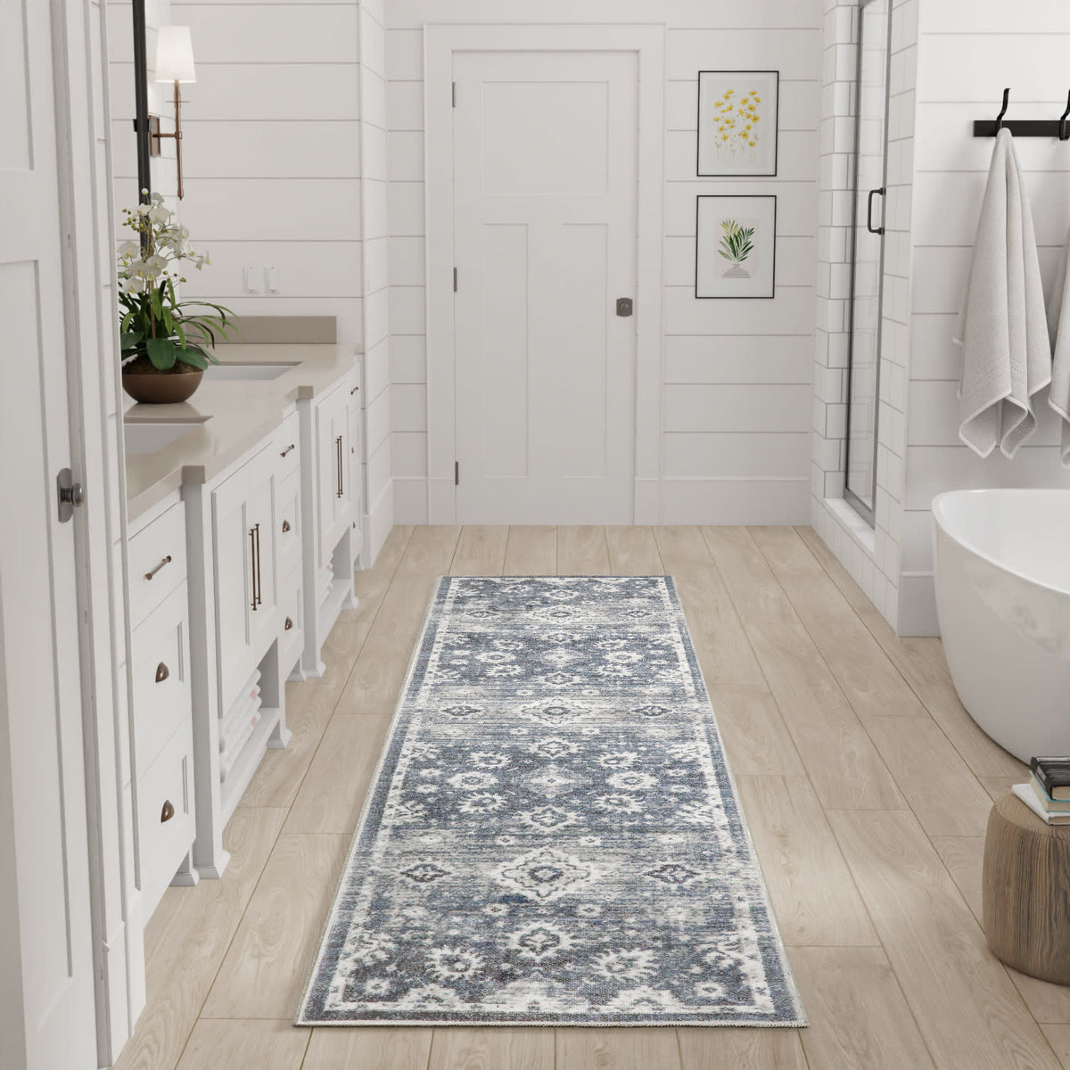 Astra Machine Washable ASW19 Denim Rug - room scene