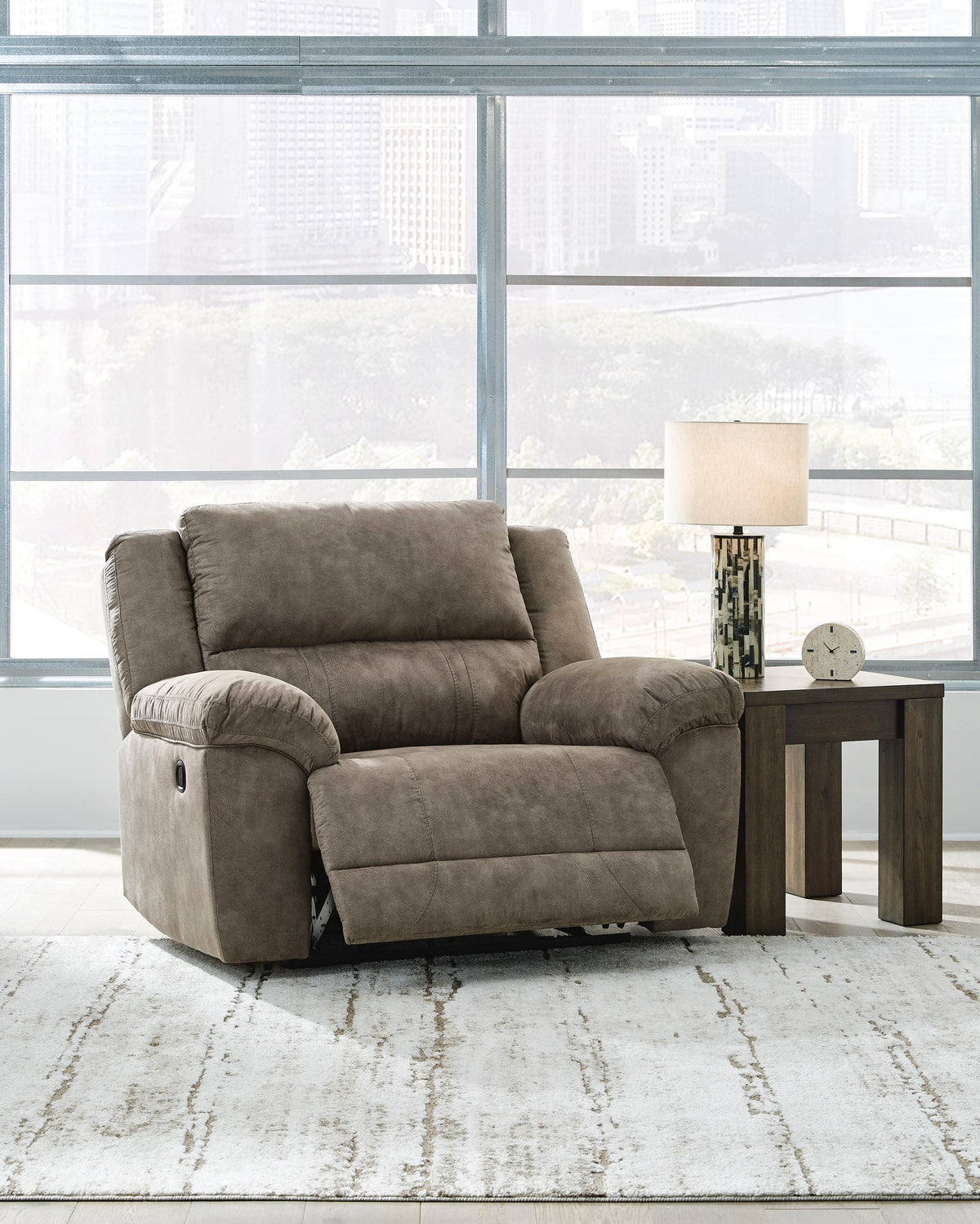 Laresview Zero Wall Wide Seat Recliner Faux Leather