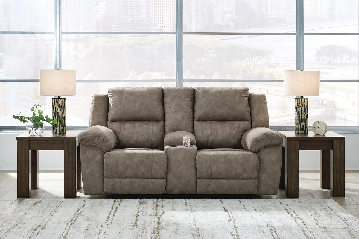 Laresview DBL Rec Loveseat w/Console Faux Leather