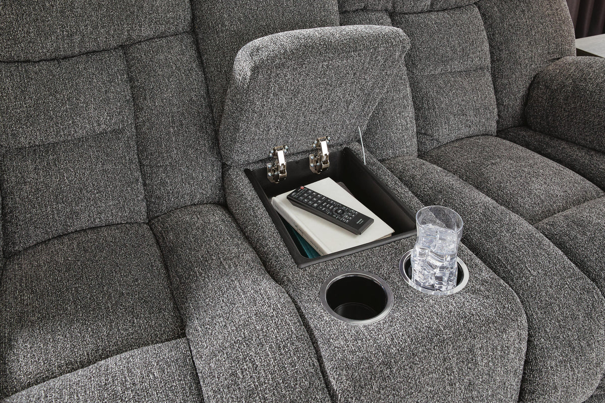 Foreside DBL Rec Loveseat w/Console Next-Gen Nuvella™ Performance Fabric